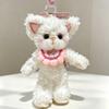 Curly German Cat Stuffed Bag Charm Soft Fluffy Ornament Cute Cat Plush Keychain  Girls
