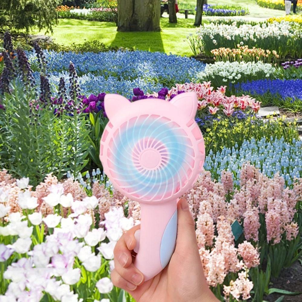Mini Cartoon Handheld Fan Cute Pocket Fan Easy Blower Cooler Manual Press Fan  Student