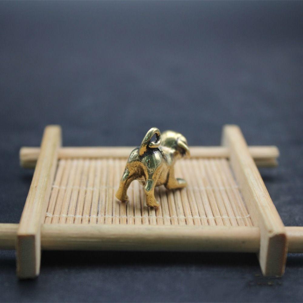 Easy Use Miniatures Feng Shui Room Decoration Tea Pet Zodiac Dog Brass Pendant Puppy Figurines