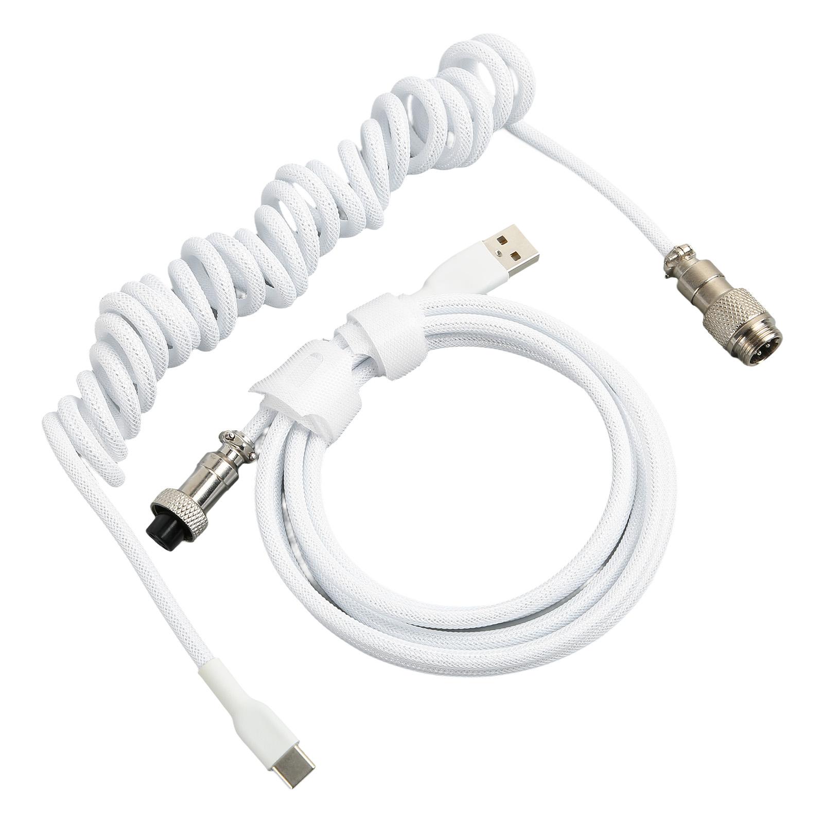 

Gaming Keyboard Cable Nylon Type C to USB Double Sleeved Mechanical Keyboard Cable 9.8ft White белый