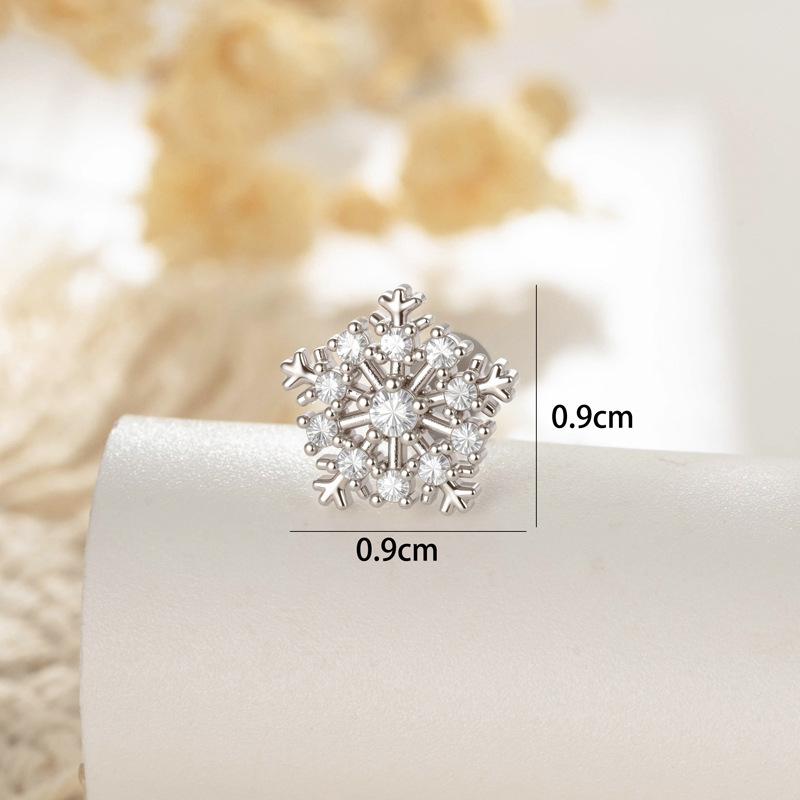Snowflake Shaped Piercing Earrings New Nail Jewelry fashion 1Pc minimalist Ear Bone  Accessories