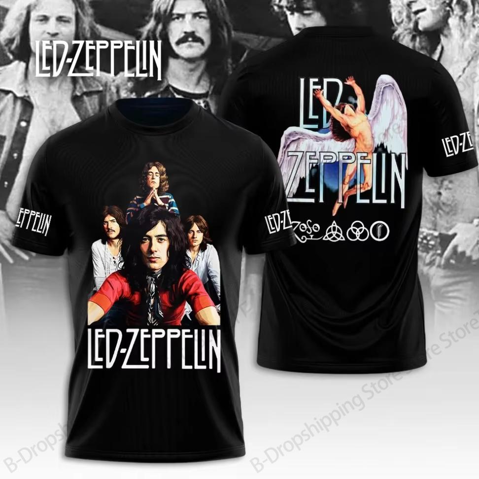 New Hot Vintage Led Zeppelin Band 3D Printed T-shirt Men Women Fashion Hip Hop Short Sleeve Rock Tops Tees Men Clothing Camiseta
