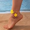 Elegant and Simple Colored Multi Petal Flower Alloy Ankle Chain, Flat Snake Bone Chain, Adjustable OT Buckle Ankle Chain