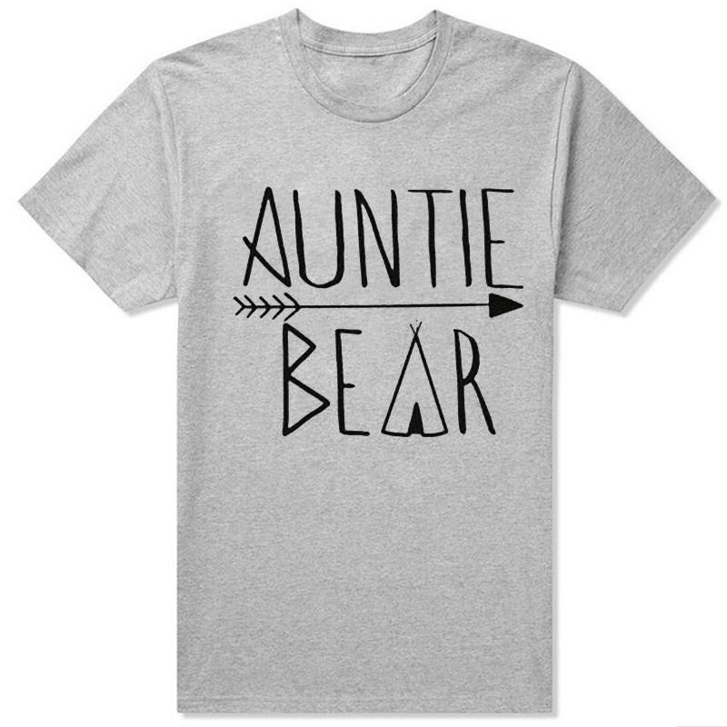 ZIMOXUAN Women Fashion Letter AUNTIE BEAR Print Harajuku Short Sleeve Round Neck T-shirts Graphic Tees Tops