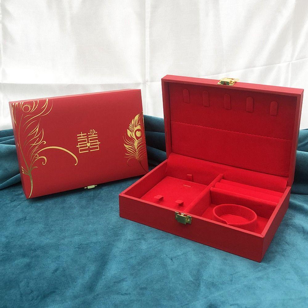 

Velvet Wedding Jewelry Display Box Red Bracelet Necklace Gift Case Women/Girl Style A