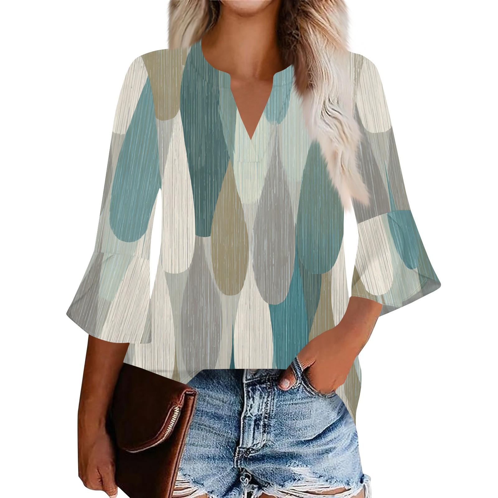 

Женский повседневный модный топ с цветочным принтом, рукавом три четверти и круглым вырезом S