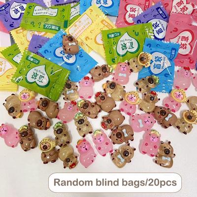 20Pcs Capybara Random Pack Animals Model Mini Kapibare Action Figures Figurine Home Decoration Kids Gift