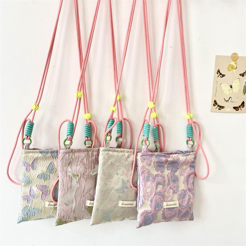 Colorful Butterfly Phone Pouch Girl's Crossbody Bag Adjustable Shoulder Bag Small Coin Purse Handbags Crossbody Bags for Women