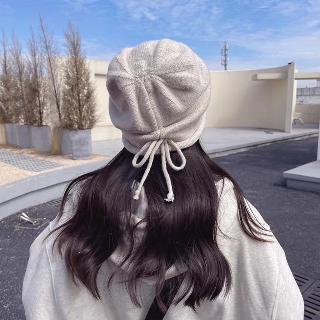 Big Head Circumference, Ear Protection, Drawstring, Knitted Hat, Woolen Hat, Couple's Head Cap, Warm Hat, Rolled Edge Hat