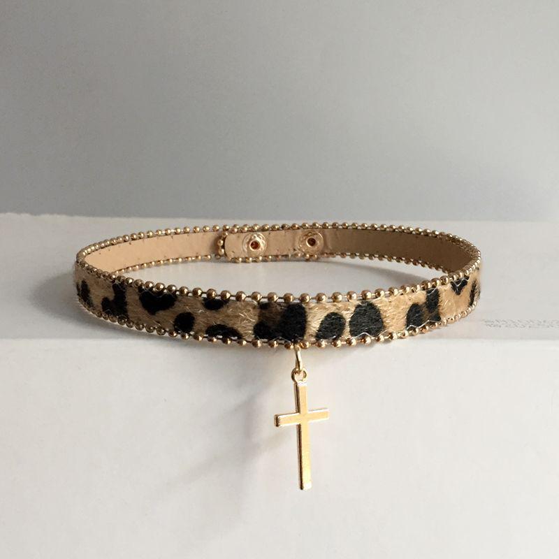 Vintage Leopard Print Choker Necklace for Women - Y2K Niche Style