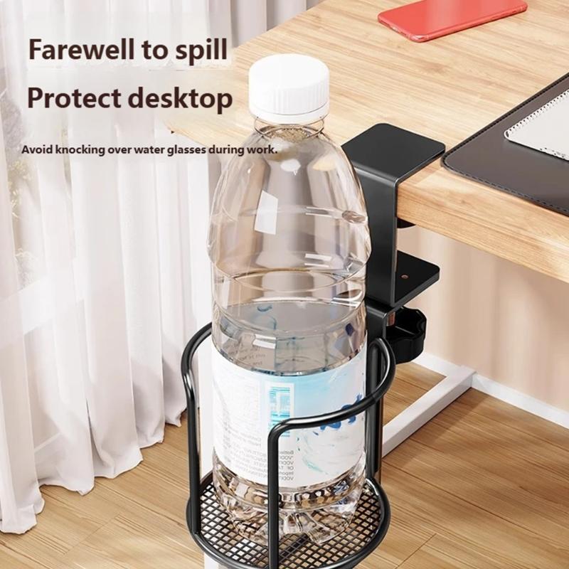 Desk Mounted Cup Holder with Headphone Hook Multifunctional Organizers Table Edge for Home Office Use