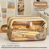 Clear Pencil Bag Portable Color Block Stationery Organizer Large Capacity Student Pencil Case School Supplies Storage Pouch