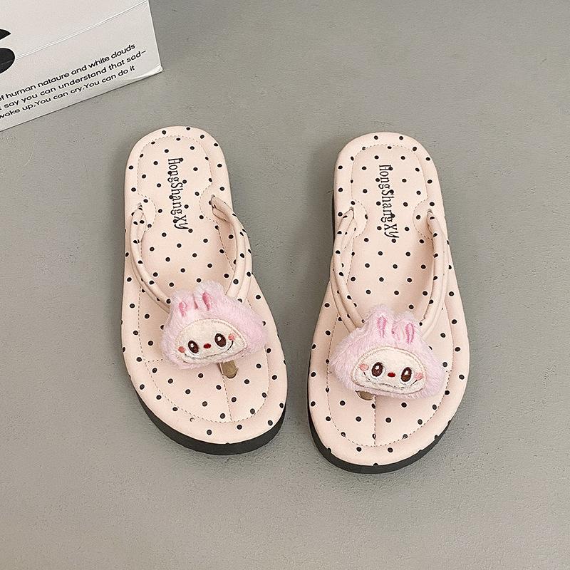Fashion Flip-flops Women's New Cute Cartoon Wedge Heel Summer Wear 2025 Versatile High-end Foot Sandals