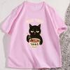 Funny Cat T Shirt Cotton Miso Tired Ramen Tee Kawaii Japanese Food TShirt Foodie Graphic Tees Streetwear Clothing Y2k Clothes