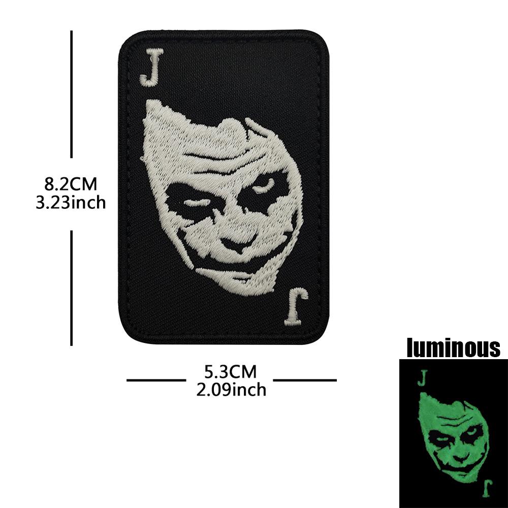 Luminous Black Ace Joker Embroidered Velcro Patch for Bags