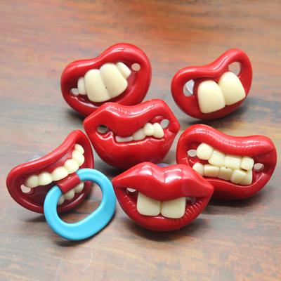 Grappige Lippen Tanden Peuter Baby Siliconen Fopspeen Bijtring Slaap Speen