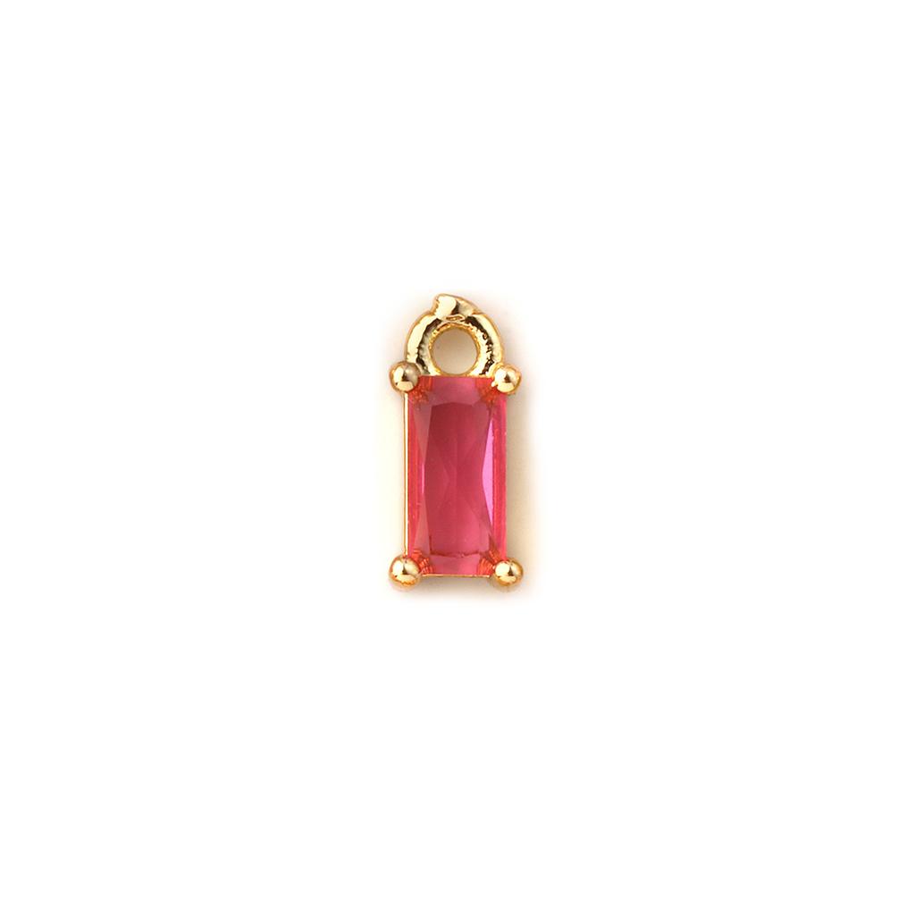 5 PCs Brass & Cubic Zirconia Birthstone Charms 18K Gold Plated Rectangle Mini Pendants For DIY Necklace Bracelet Making 9mm x4mm
