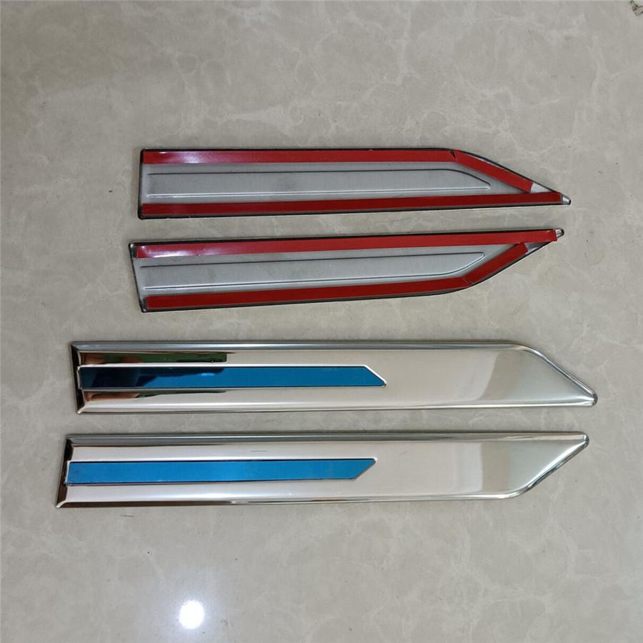2Pair Universal Stainless Steel Car Side Body Fender Trim Decoration Chrome Blue