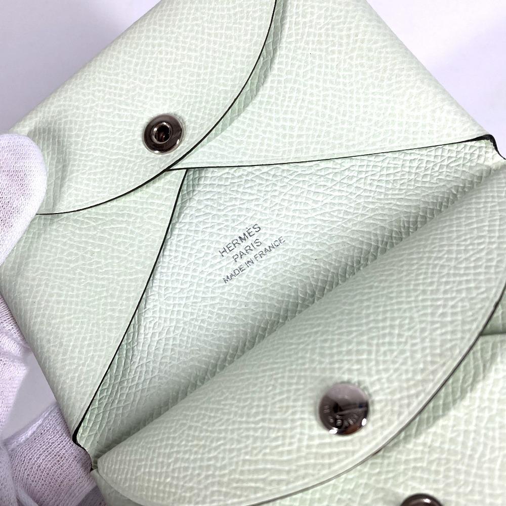 Hermes Bifold Slim Calvi Duo Card Case Coin Compartment  Wallet Coin Purse
