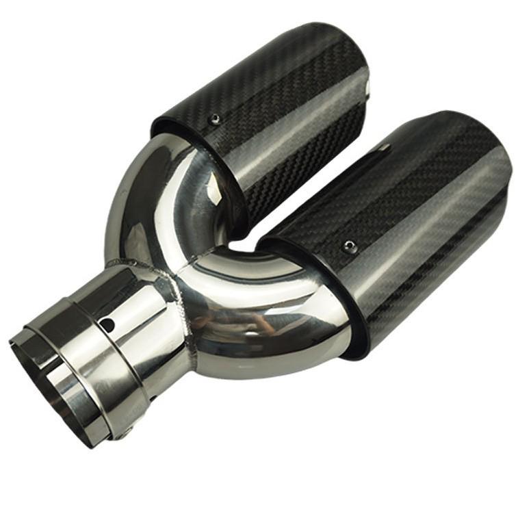 76mm Carbon Fiber Stainless Steel Dual Exhaust Tailpipe for BMW 3 Series