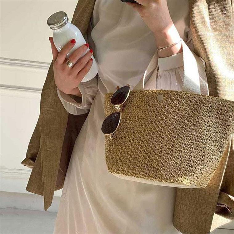 

2025 новая идиллическая плетеная сумка ретро повседневная портативная соломенная сумка летняя приморская пляжная сумка для отпуска женская сумка