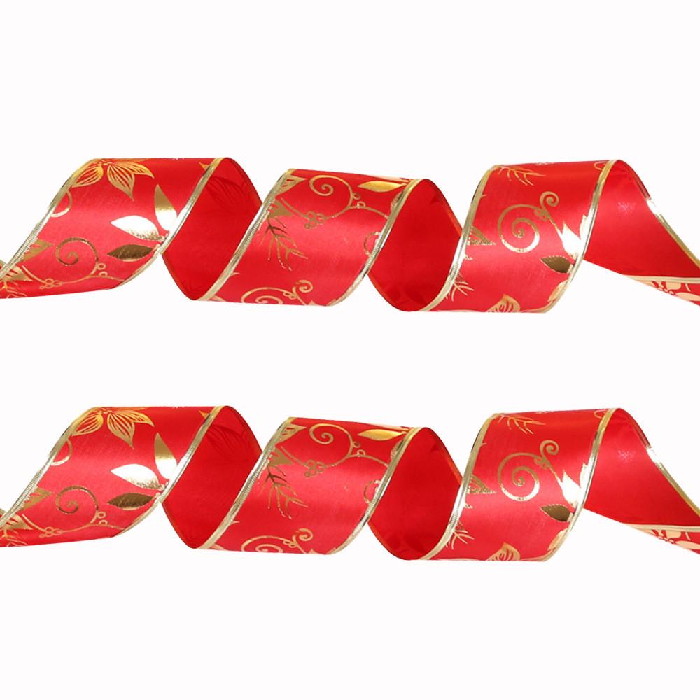 Meter Festive 10 Printed Red Ribbon Bow For Christmas Tree Decoration With Elegant Design