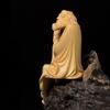 [Huaneng] Seated Bodhidharma Statue, High-Quality Natural Boxwood Carving, Wooden Buddha Statue, Buddhist Artwork, Daruma, Bodhidharma, Founder of