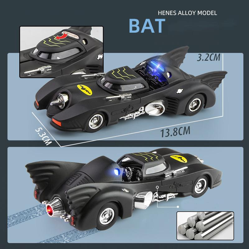 1/38 Scale Classic Bat Sports Alloy Car Model Toy, with Simulation Sound and Light for Kids Adults Gift Collection