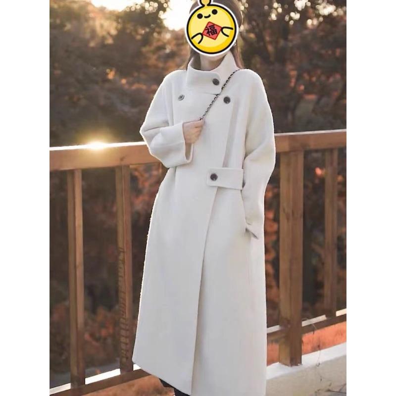 

Двустороннее шерстяное пальто, новое осенне-зимнее корейское стильное длинное шерстяное пальто высокого качества M белый