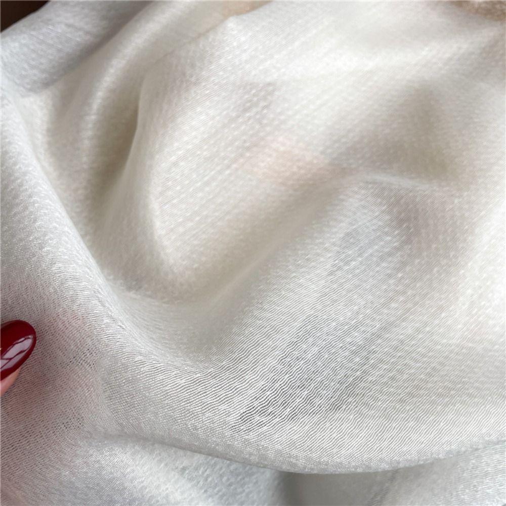Large Luxury Organza Silk Scarf Elegant Wrap Headscarf Fashion Long Scarves  For Women Hijab
