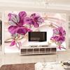 Purple Jewel Flower 3d Wallpaper Mural European Luxury Diamond Flower Mural Living Room Bedroom Wallpaper