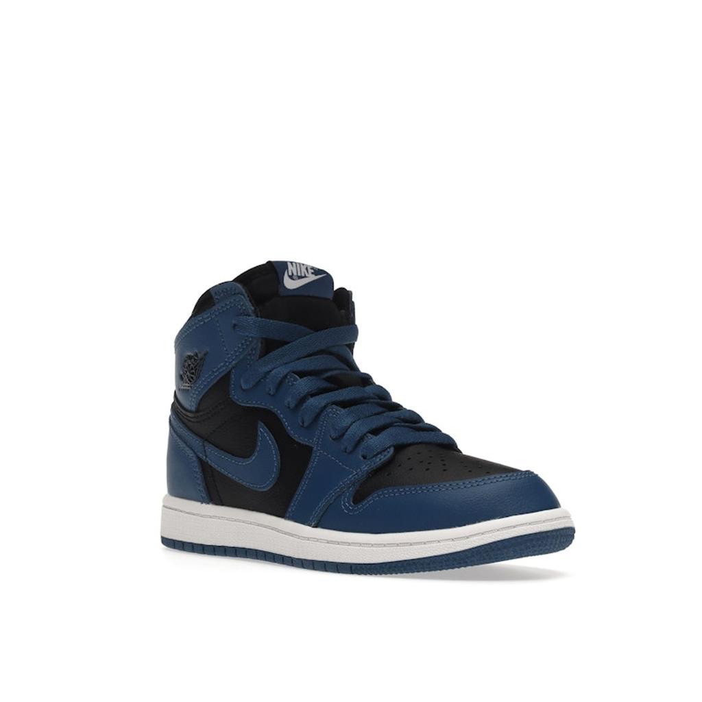 Air Jordan 1 Retro High OG PS Dark Marina Blue Kids Sneakers Black White AQ2664-404