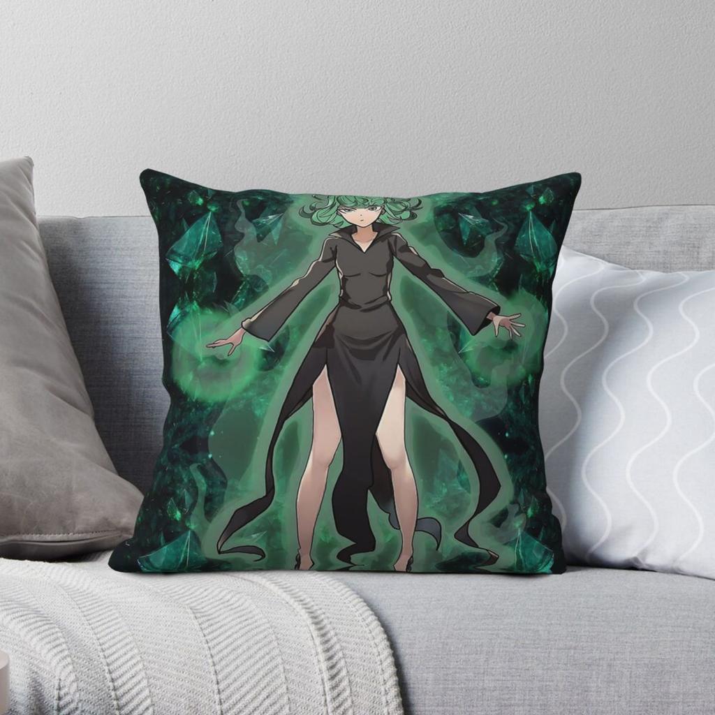 Tatsumaki One Punch Man Fan Art Square Pillowcase Polyester Linen Velvet Creative Zip Decor Throw Pillow Sofa Cushion Cover