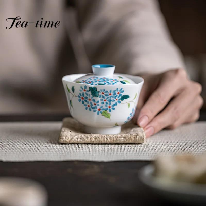

100 мл бутик под глазурью, керамическая чайная супница с лепестками, H-окрашенный шарик с вышивкой, чаша с цветочной крышкой, чайник, подарок Gaiwan