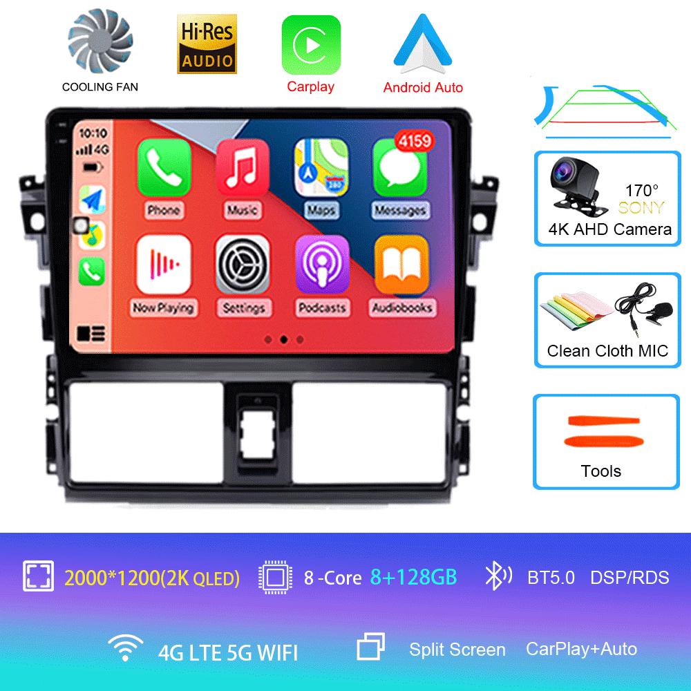 Android 14 For TOYOTA VIOS YARIS 2013 2014 2015 2016 Multimedia Video Player Car Radio GPS Navigation NO DVD 2 Din Carplay New