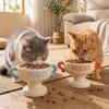 Elevated Cat Food Water Bowl Non-Slip Base High Feet Pet Food Basin Stable Large Capacity Ceramic Pet Bowl
