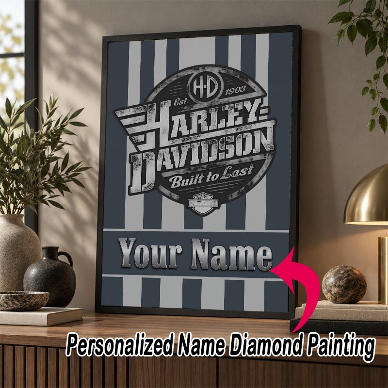 Custom Name Harley-Davidson 5D Diamond Painting Personalized Full Drill Diamond Art Kit Gift