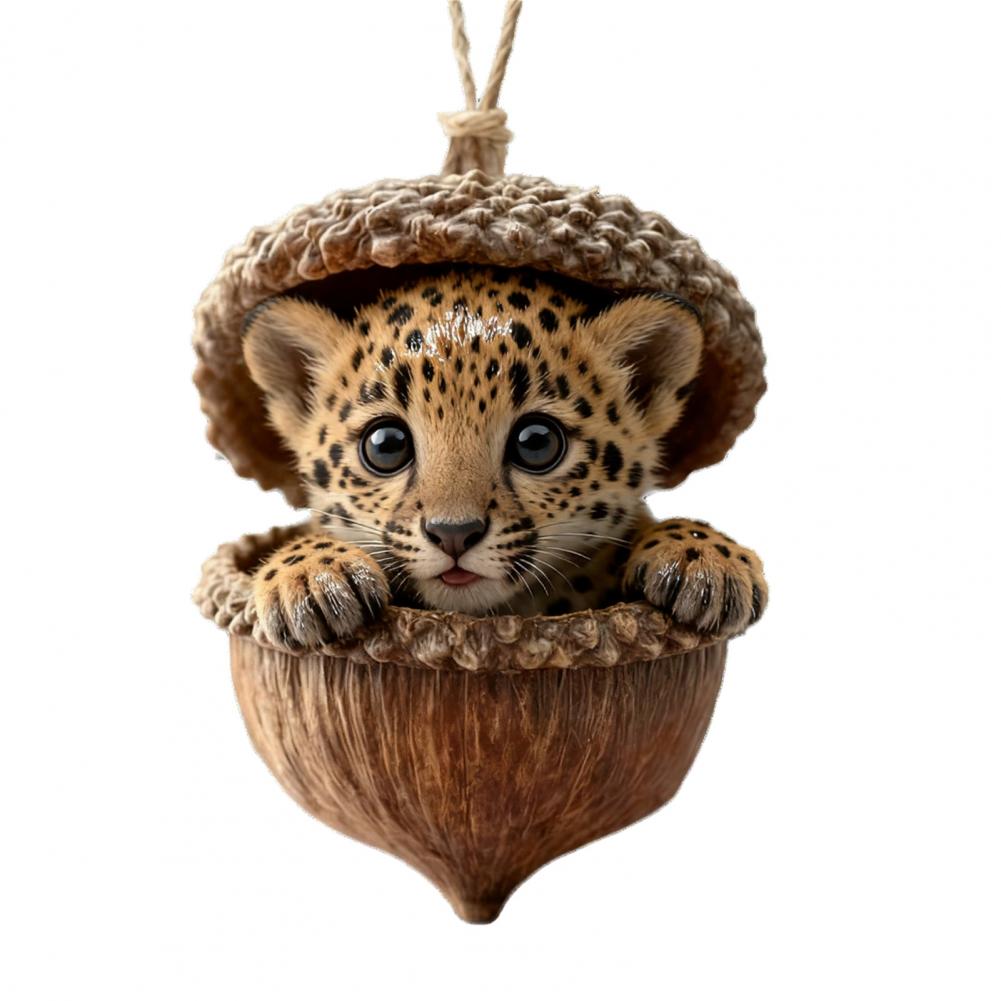 2D Acrylic Forest Animal Acorn Ornaments Pine Cone Animal Christmas Tree Pendant Cozy Forest Christmas Ornament for Home Decor