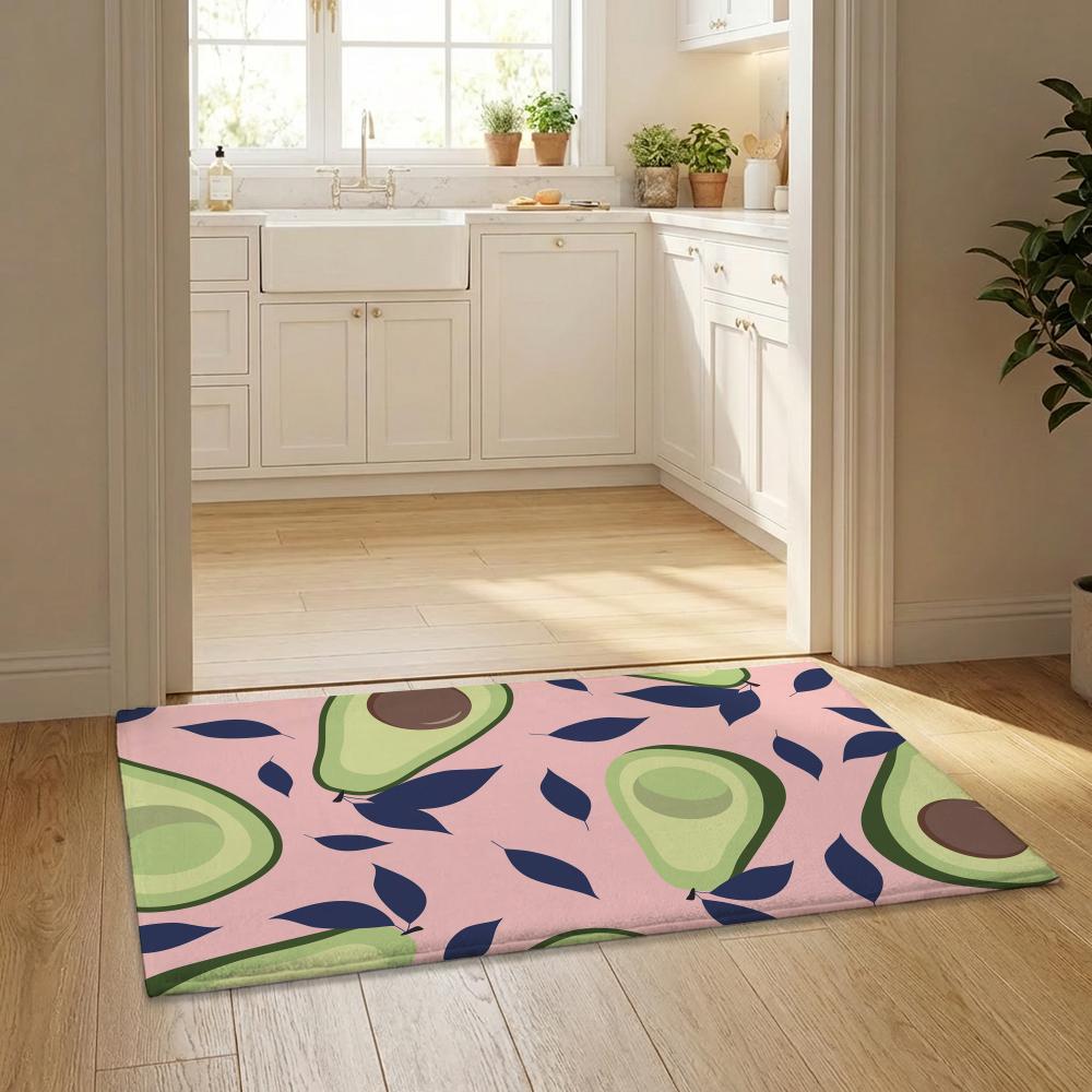 Avocado Muster Fußmatte Flanell Türvorleger Rutschfest Schlafzimmer Wohnzimmer Heimdekoration