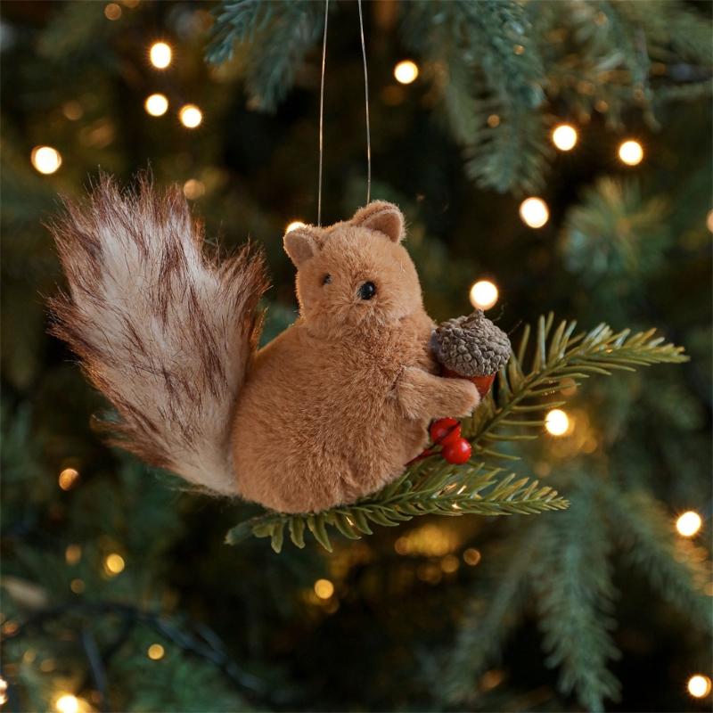 Cartoon Squirrel Hanging Decoration With Pinecone Accent Holiday Decoration For Christmas Gifts