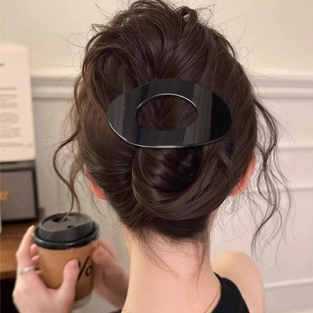 Korean Style Oval Hair Clips Curved Leopard Duckbill Clip Acrylic Hairpin Women