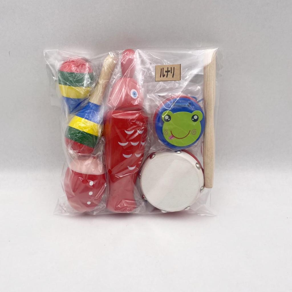 Lunari Musical Instruments 5 Types 6 Piece Set Percussion Castanets Mokugyo Maracas Balls Taiko Performance Educational Percussion Den-den