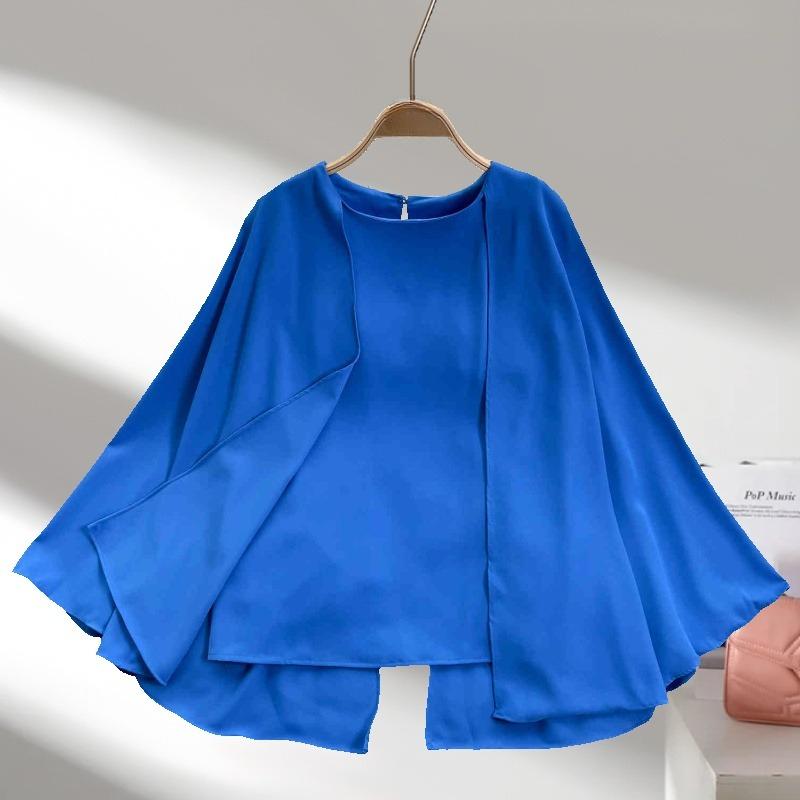 Fashion Long Sleeve Plus Size Women's Pullover Shirts Solid Temperament Summer Thin Casual Loose Tops Blouses Woman Round Neck Office Lady Shirt 26449