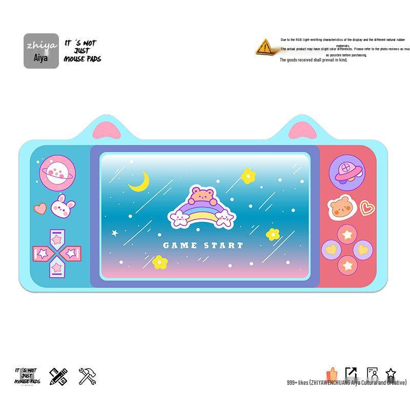 Extra Large Cute Cat Ear Gaming Mouse Pad - Cartoon Keyboard Desk Pad