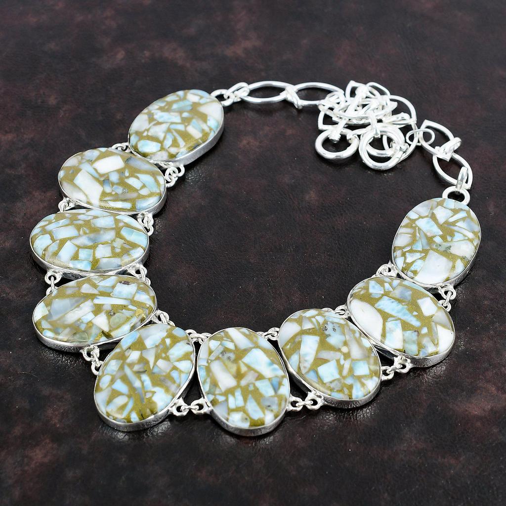 Kupfer Larimar Halskette 925 Sterling Silber Halskette echter Edelstein Schmuck verstellbare Kette Halskette Geschenk für Mädchen handgemachte erstaunliche Halskette