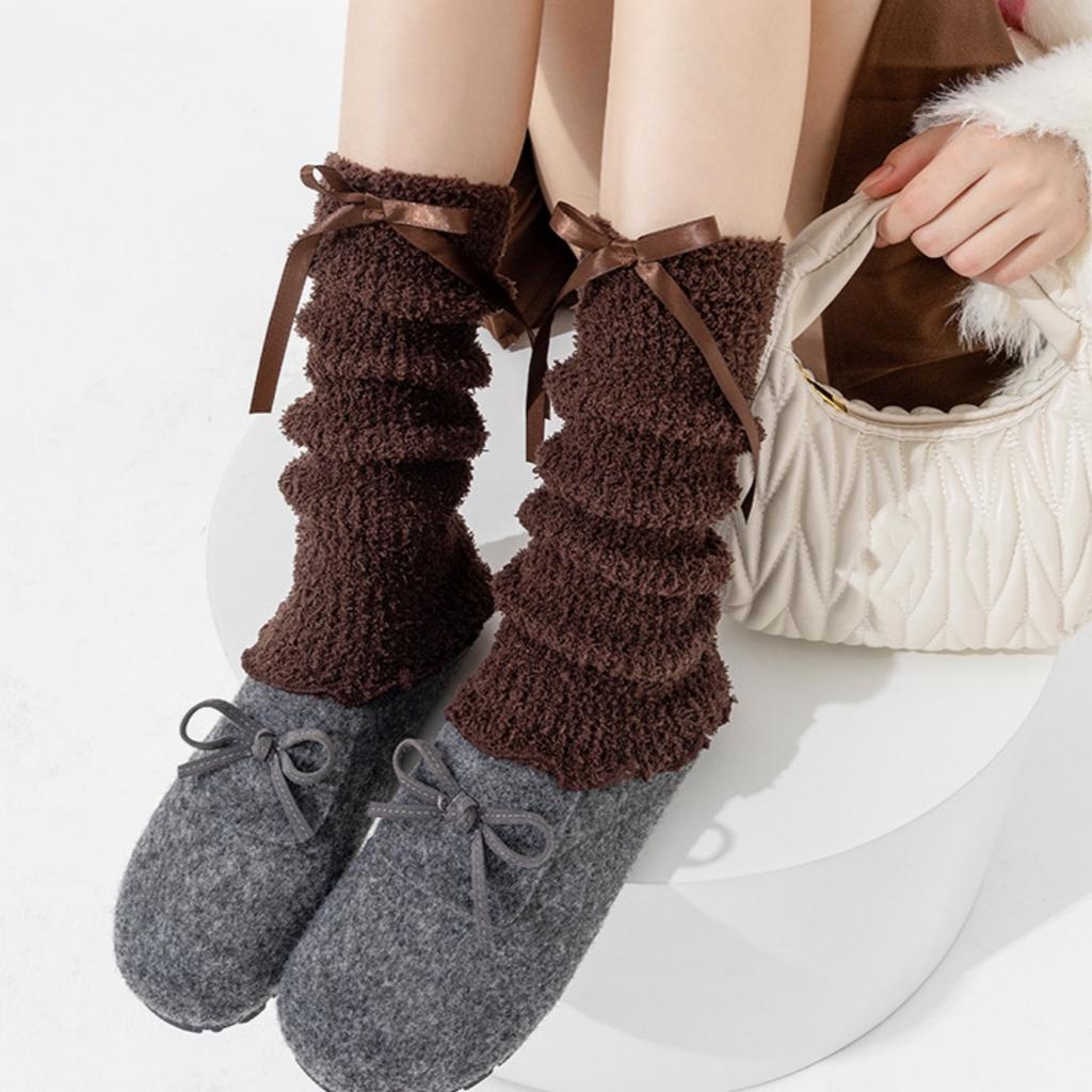 Lolita Socks High Elastic Knee High Leg Sleeves Plush Leg Warmers Skin-Friendly Long Calf Warmers For Daily Wear Fashion Dance
