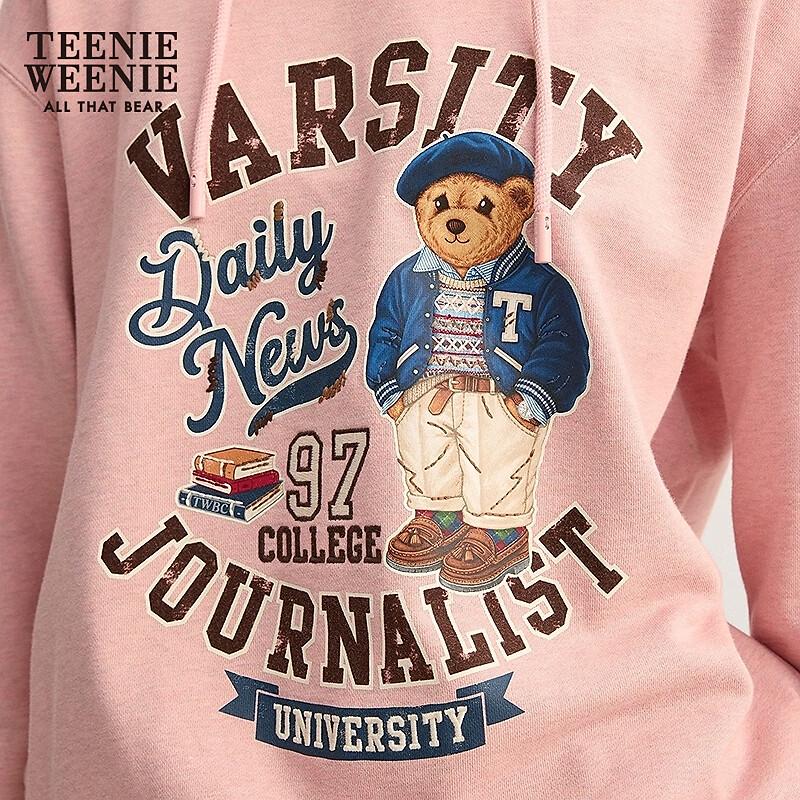 Teenie Weenie Women's Embroidered Bear Hooded Sweatshirt