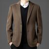 Autumn and winter wool coat men's fashion suit collar single-breasted down lining woolen business casual coat