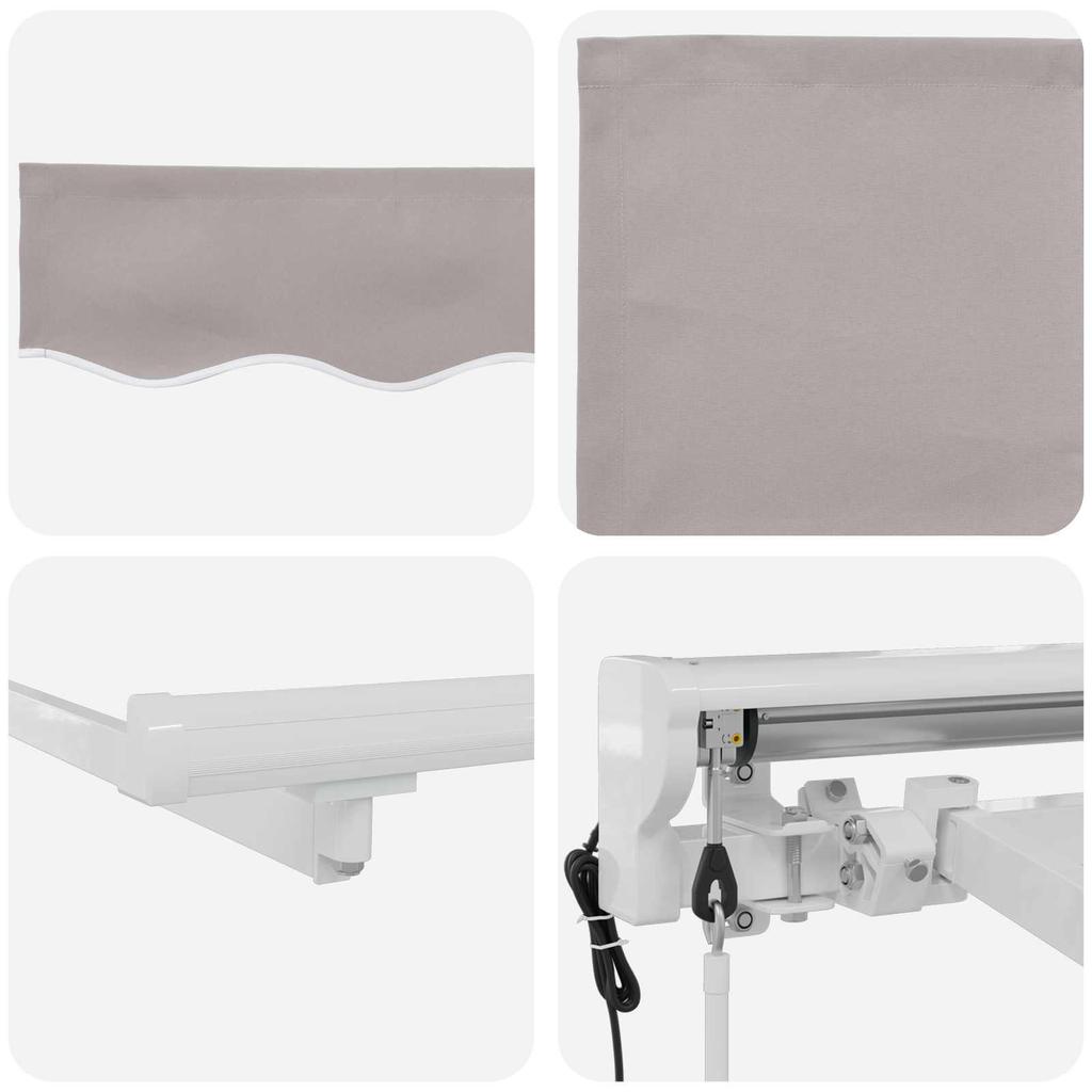 Electric Retractable Awning Light Grey and White 2.5 x 2 m
