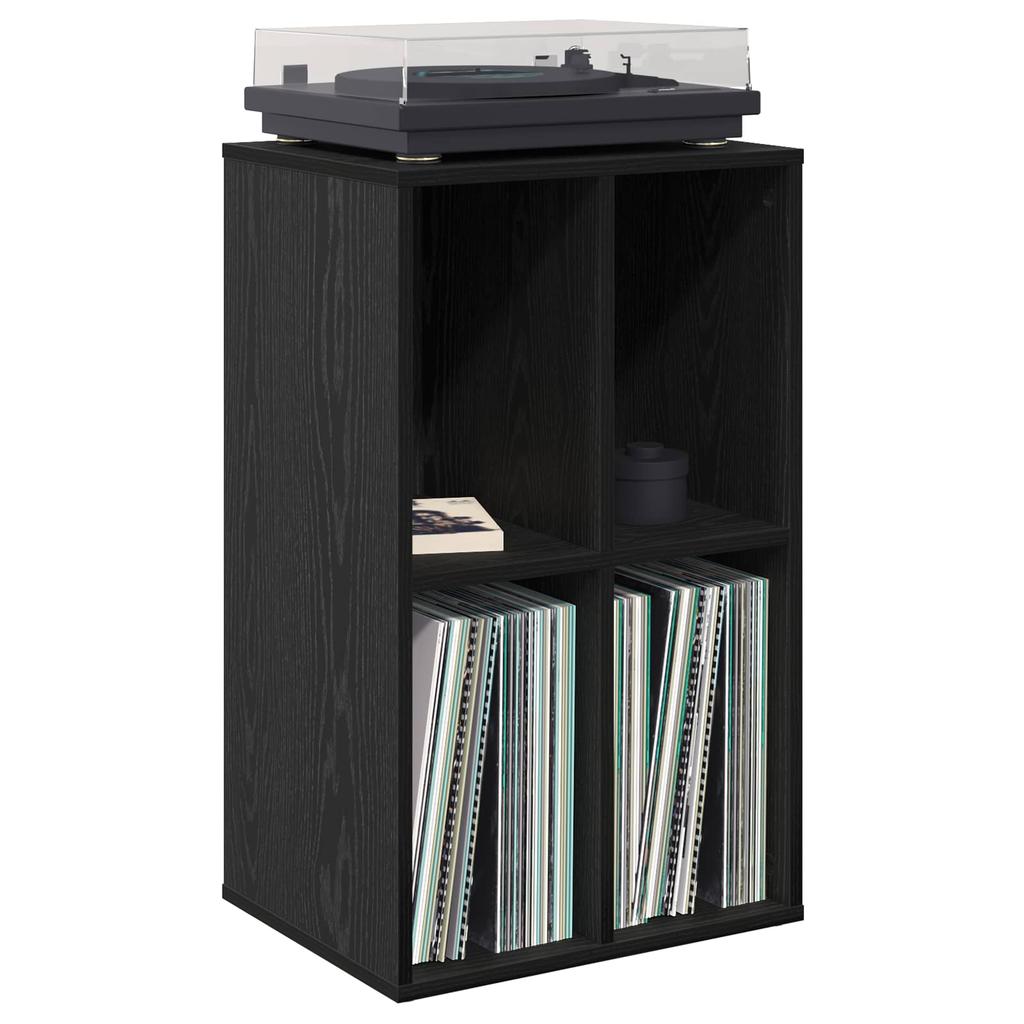 Record Cabinet Black Oak Effect 44.5 x 36.5 x 74.5 cm